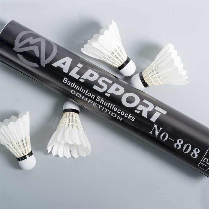 ALP SPORT SY808 - ALP 808 12pcs/Tube Shuttlecocks White Goose Feather 76-77 DUCK FEATHER BALL
