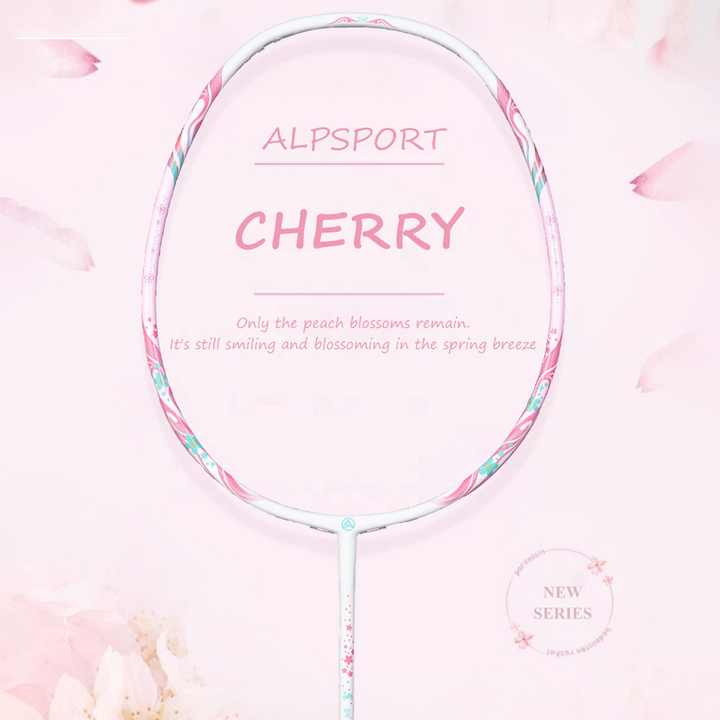 ALP SPORT TXCF 1pc 4U BADMINTON RACKET - ALP Cherry Carbon Fiber Pink & Purple Goddess Model with Leather Carrying Bag