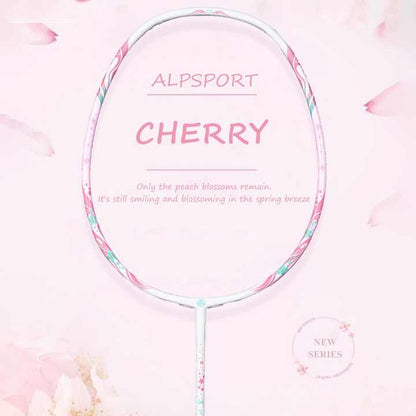 ALP SPORT TXCF 1pc 4U BADMINTON RACKET - ALP Cherry Carbon Fiber Pink & Purple Goddess Model with Leather Carrying Bag