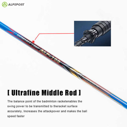 ALP SPORT 1pc AIR - ALP AIR Carbon Fiber Badminton Racket 10U G5 Superlight 52g 28-35lb Lightweight and durable