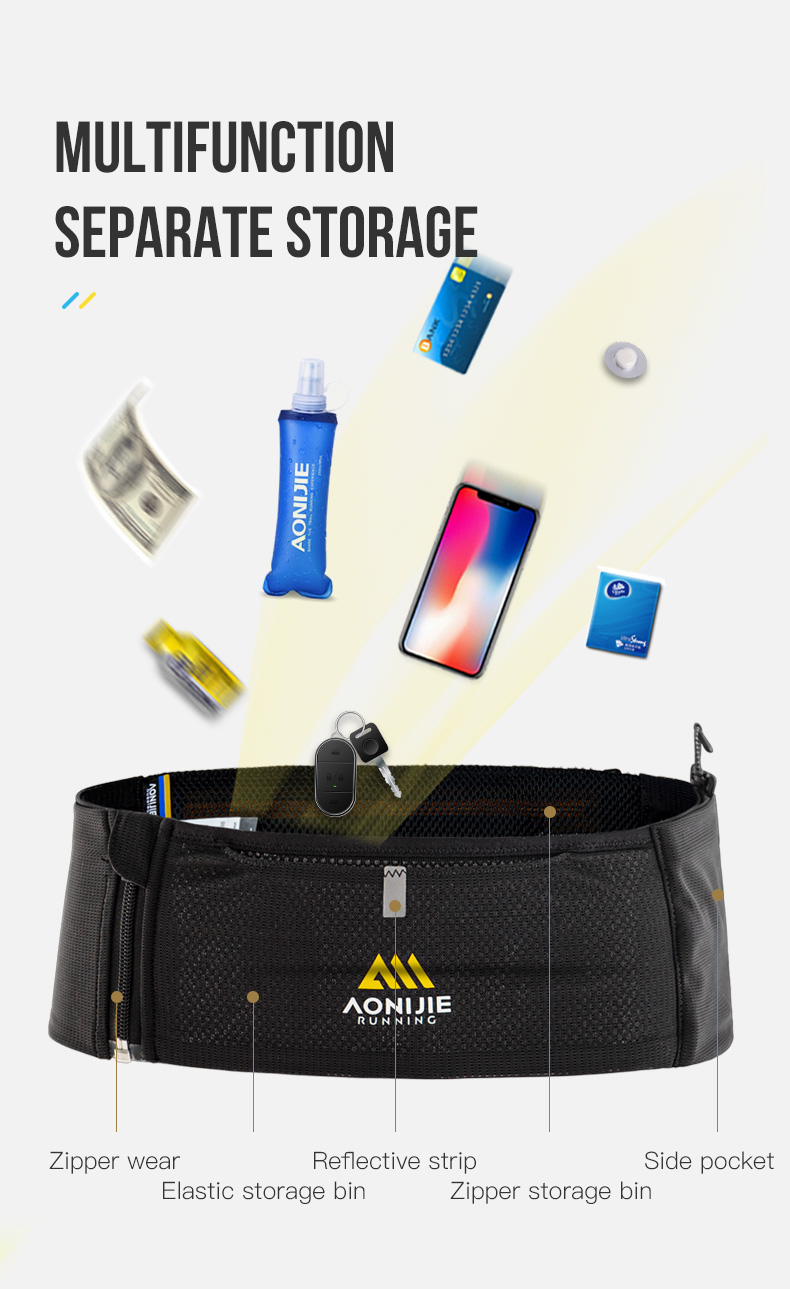 Aonijie W8122 Running BLACK WAIST BELT BAG