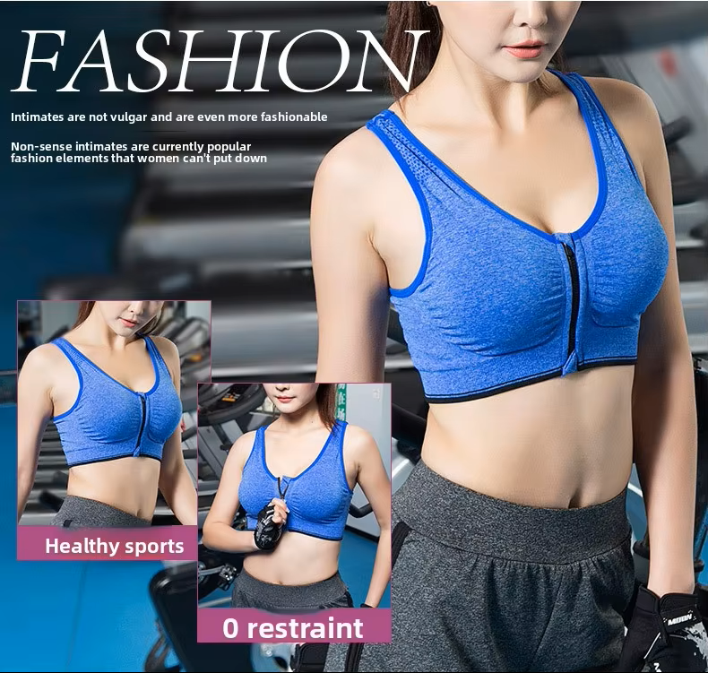 Women's SPORTS BRA Front Zipper Shock-proof Wire-free Breathable Material To Keep you COOL AND DRY