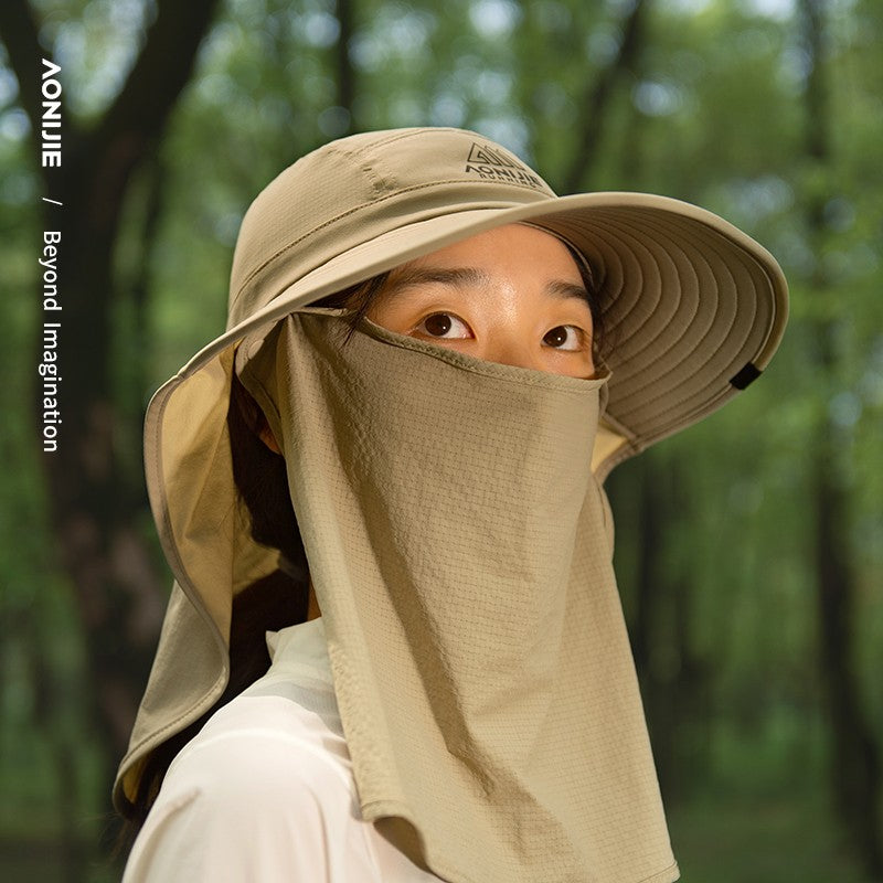 AONIJIE Long Brim Shawl Hat - KHAKI E4627