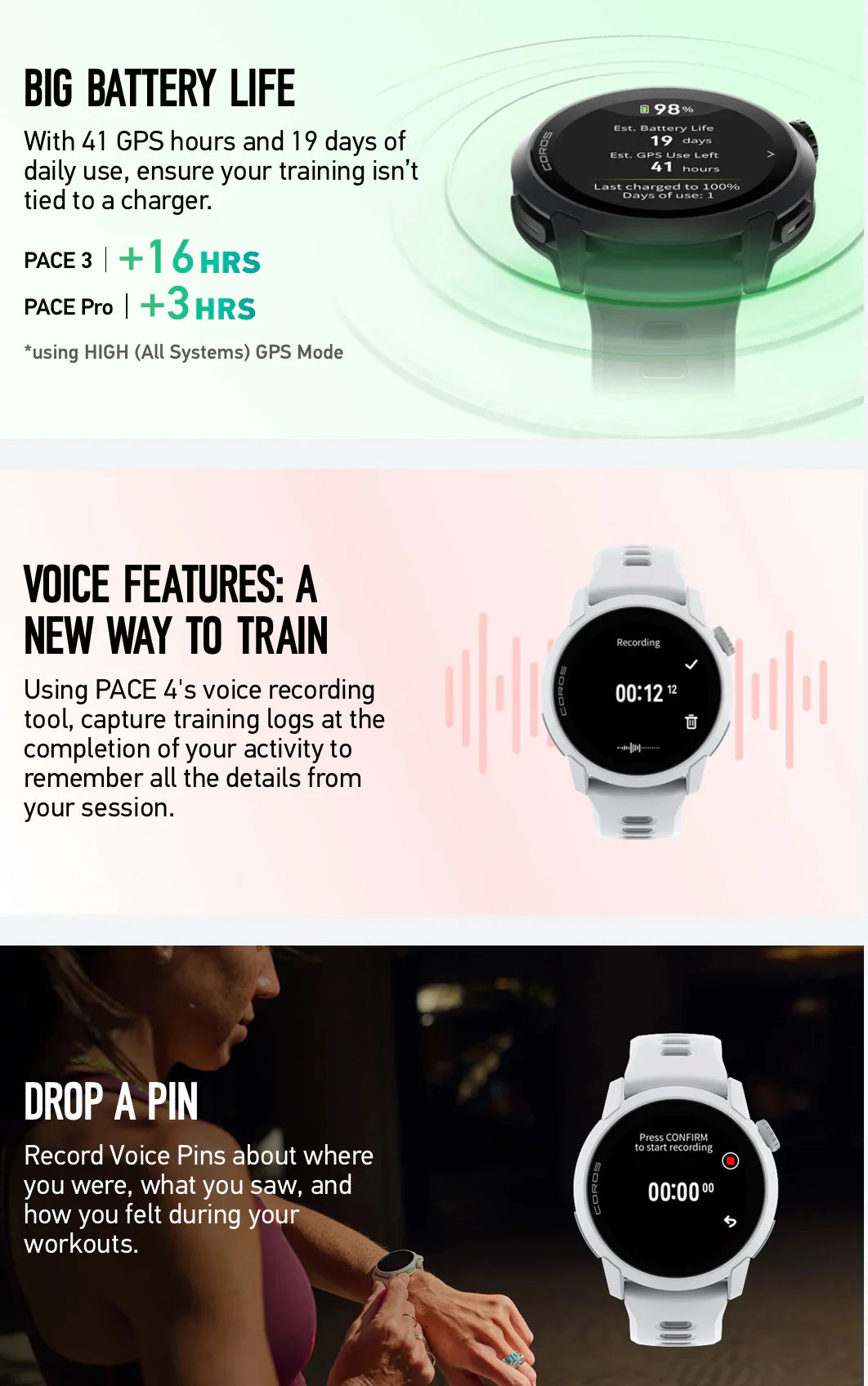 COROS PACE 4 GPS Sport Watch ULTRALIGHT AMOLED