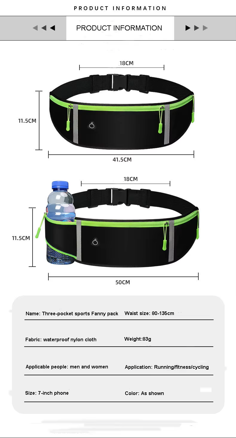 Reflective Sports RUNNING WAIST BAG Durable,Lightweight & MULTIPLE COMPARTMENT