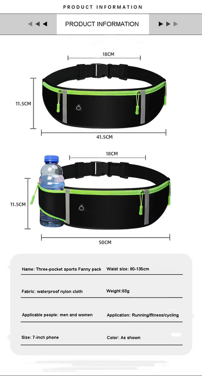 Reflective Sports RUNNING WAIST BAG Durable,Lightweight & MULTIPLE COMPARTMENT