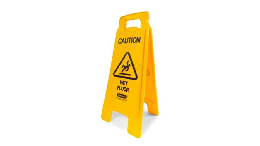 Rubbermaid YELLOW STABLE SAFETY SIGN with WET FLOOR SYMBOL FOR PROTECTION