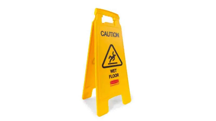 Rubbermaid YELLOW STABLE SAFETY SIGN with WET FLOOR SYMBOL FOR PROTECTION