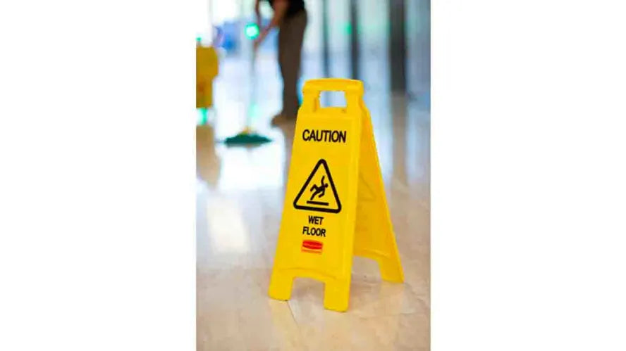 Rubbermaid YELLOW STABLE SAFETY SIGN with WET FLOOR SYMBOL FOR PROTECTION