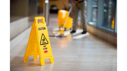 Rubbermaid YELLOW STABLE SAFETY SIGN with WET FLOOR SYMBOL FOR PROTECTION