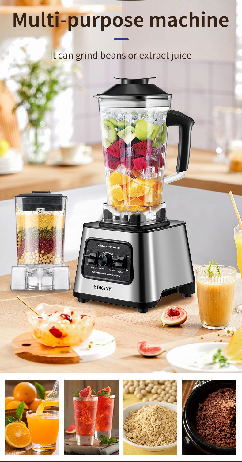 Sokany 2.5L Capacity 9 Speed Adjustable Portable Blender 6000W