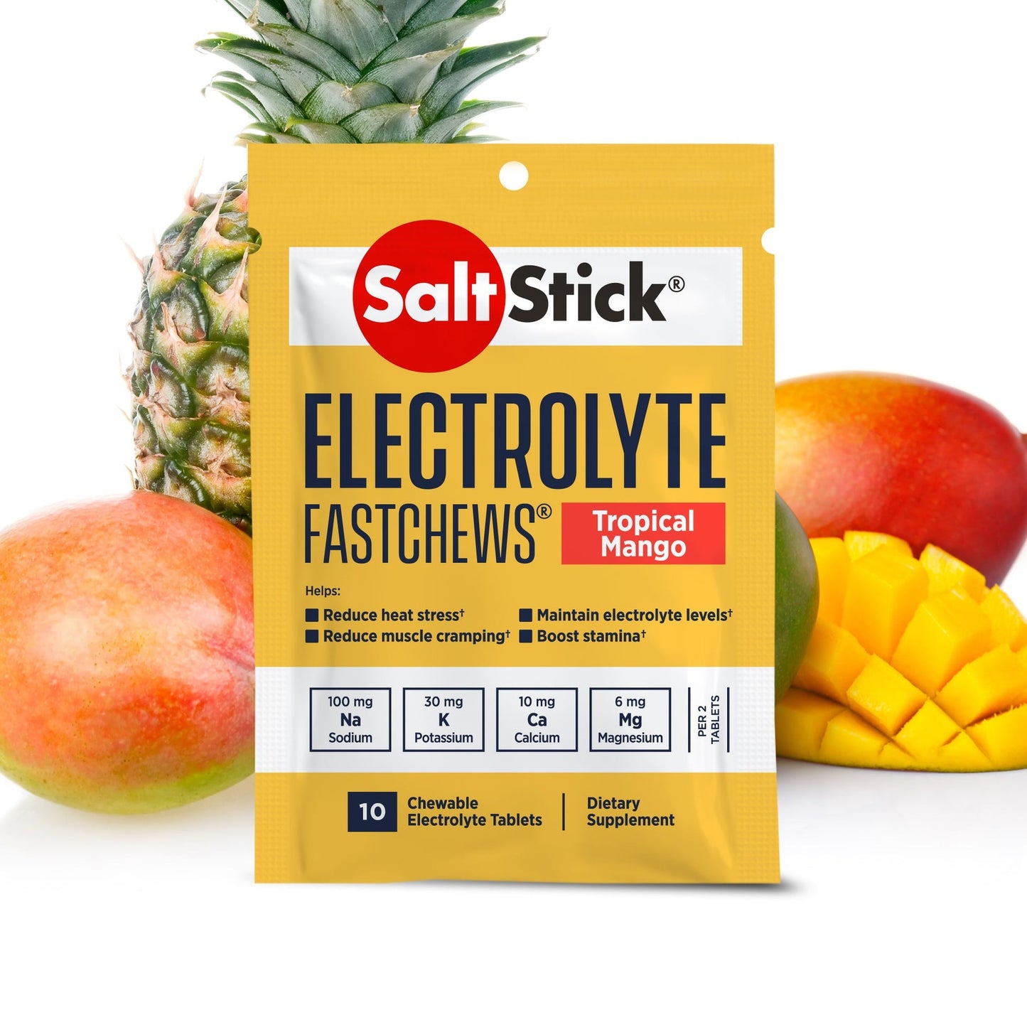 SaltStick Electrolyte Tropical Mango Fastchews - Bottle 60ct. (Prevent CRAMPS)