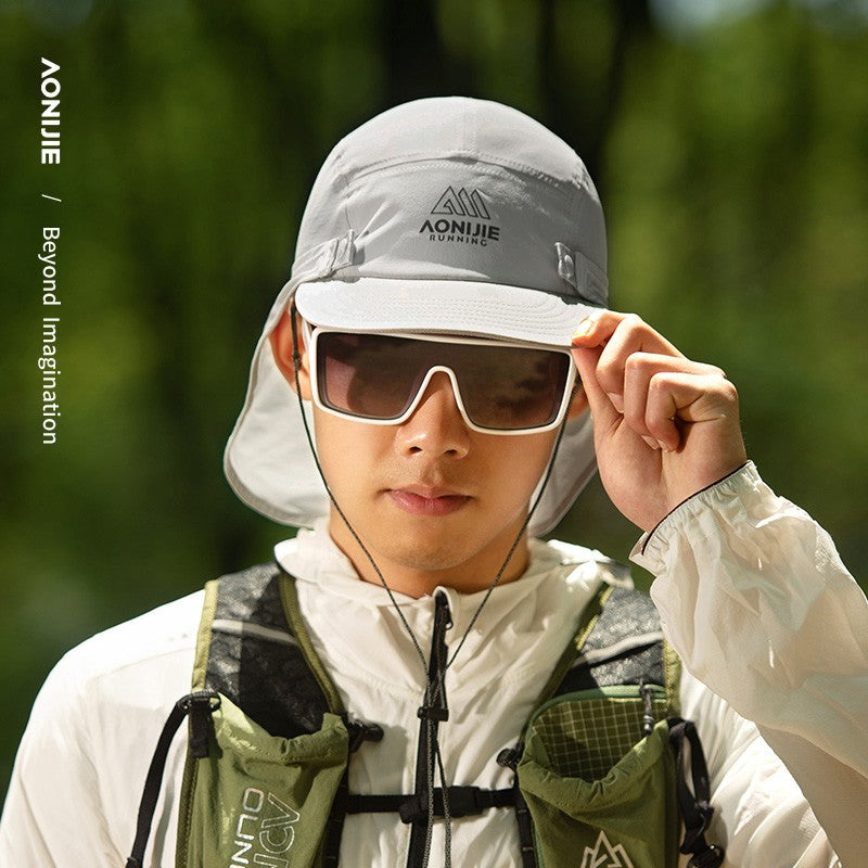 AONIJIE Short Shawl Hat Sports Running Sunscreen Protection Caps - WHITE E4625