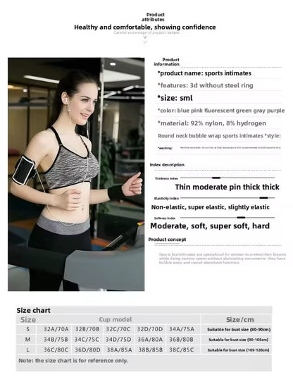 Quick-drying Breathable Wire-free SPORTS BRA (Black & Blue)
