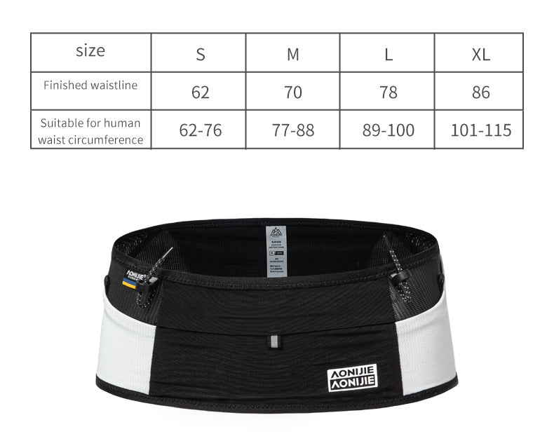 Aonijie Running Belt W8121 WAIST BELT - BLACK WHITE
