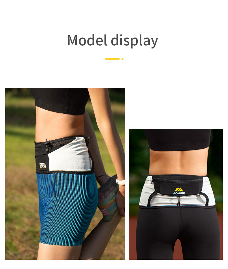 Aonijie Running Belt W8121 WAIST BELT - BLACK WHITE