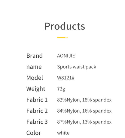 Aonijie Running Belt W8121 WAIST BELT - BLACK WHITE