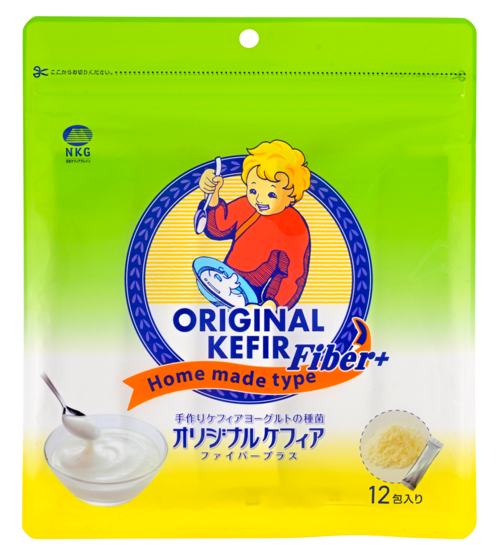DIETARY FIBER + Japanese ORIGINAL KEFIR STARTER CULTURE (thick, yogurt-style) 12 SACHETS IN 1 POUCH - 1 sachet makes 1 liter