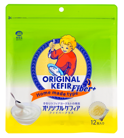 DIETARY FIBER + Japanese ORIGINAL KEFIR STARTER CULTURE (thick, yogurt-style) 12 SACHETS IN 1 POUCH - 1 sachet makes 1 liter