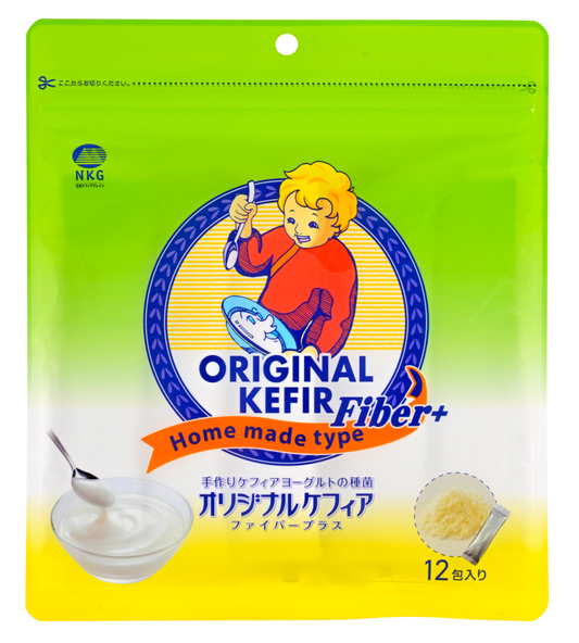 DIETARY FIBER + Japanese ORIGINAL KEFIR STARTER CULTURE (thick, yogurt-style) 12 SACHETS IN 1 POUCH - 1 sachet makes 1 liter