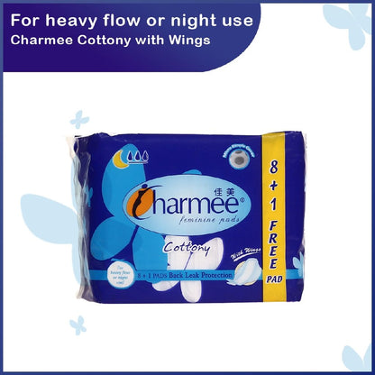 1 CASE Charmee Cottony  Sanitary NAPKIN HEAVY FLOW (8's x 36 packs)with wings