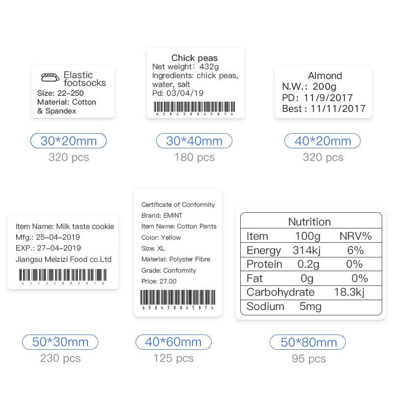 Niimbot B21/B1/B3S Thermal Label Sticker Paper Printable White 20-50mm Width Self-adhesive Thermal label paper