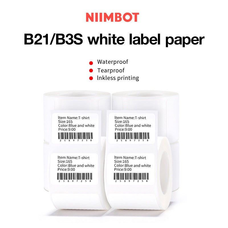 Niimbot B21/B1/B3S Thermal Label Sticker Paper Printable White 20-50mm Width Self-adhesive Thermal label paper