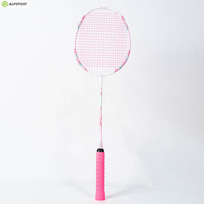 ALP SPORT TXCF 1pc 4U BADMINTON RACKET - ALP Cherry Carbon Fiber Pink & Purple Goddess Model with Leather Carrying Bag