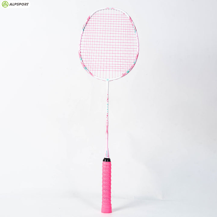 ALP SPORT TXCF 1pc 4U BADMINTON RACKET - ALP Cherry Carbon Fiber Pink & Purple Goddess Model with Leather Carrying Bag