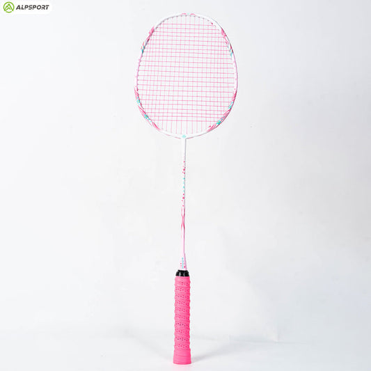 ALP SPORT TXCF 1pc 4U BADMINTON RACKET - ALP Cherry Carbon Fiber Pink & Purple Goddess Model with Leather Carrying Bag