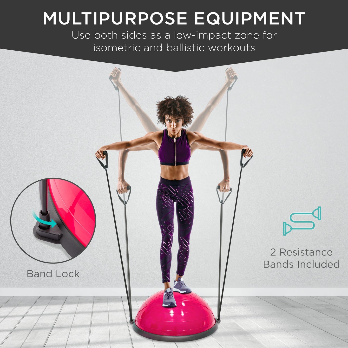 TOPKO Half Ball Diameter: 58cm MULTIPURPOSE Two workout FLAT BASE & YOGA BALL 660Lbs PORTABLE DESIGN
