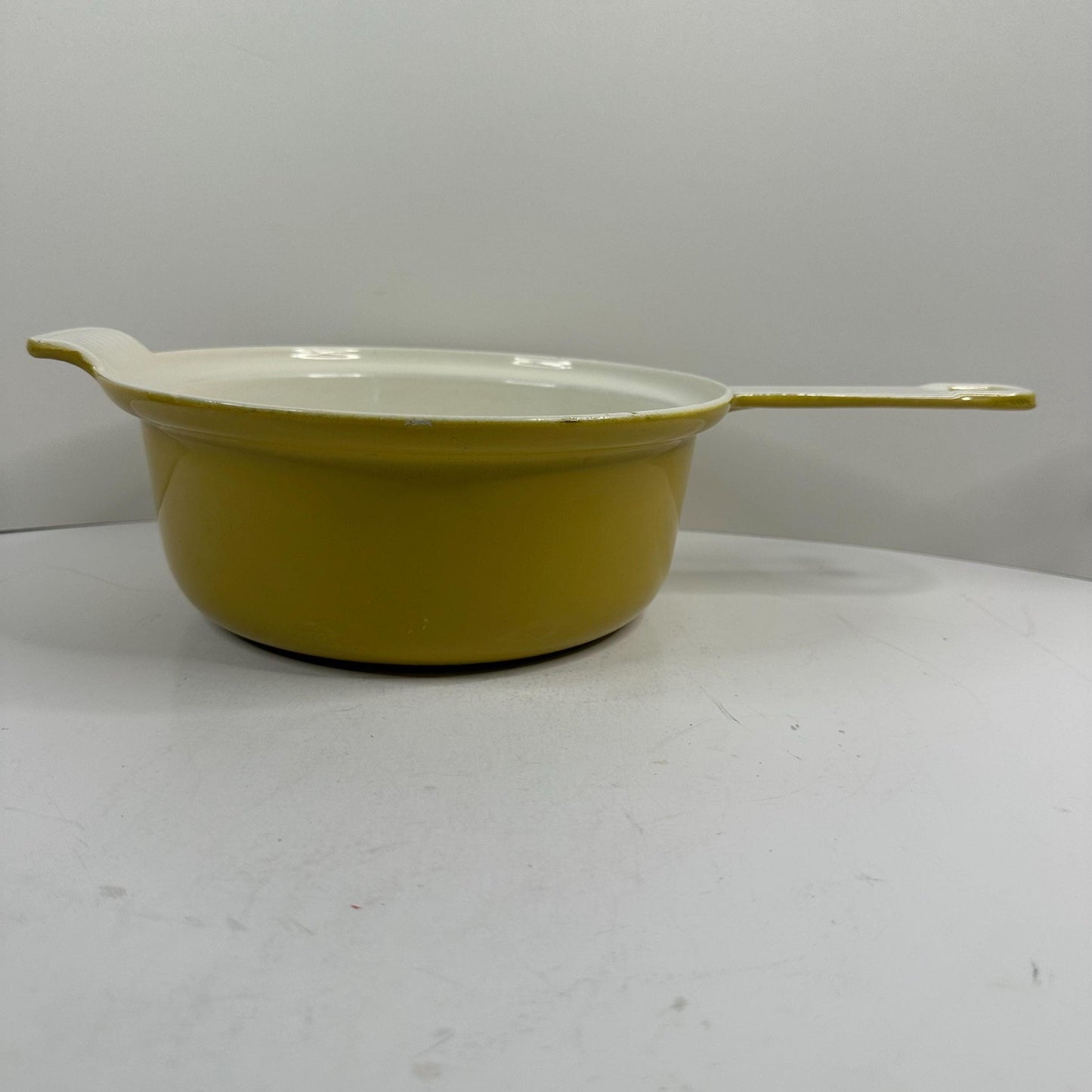 Happiness YELLOW ENAMELED CAST IRON SAUTE/SAUCE PAN - 37 x 19 x 9cm / 3.1kg