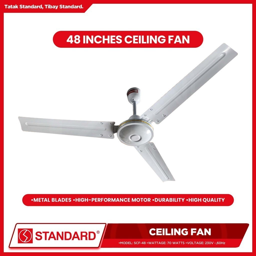 STANDARD CEILING FAN 48" 70W, Diameter Metal Blade- 4 Speed Remote Switch