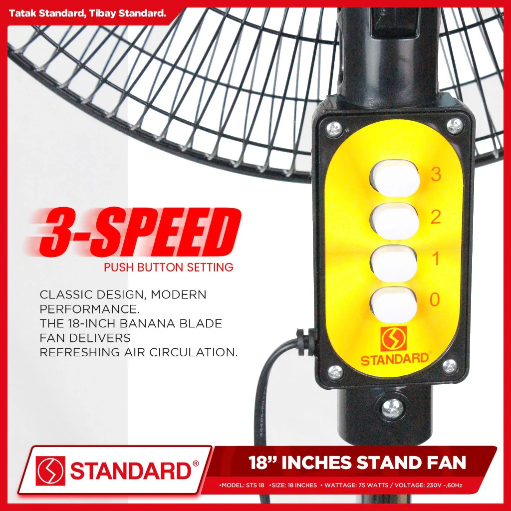STAND FAN 18" Plastic Blade SSM18B - RED 3.5kg