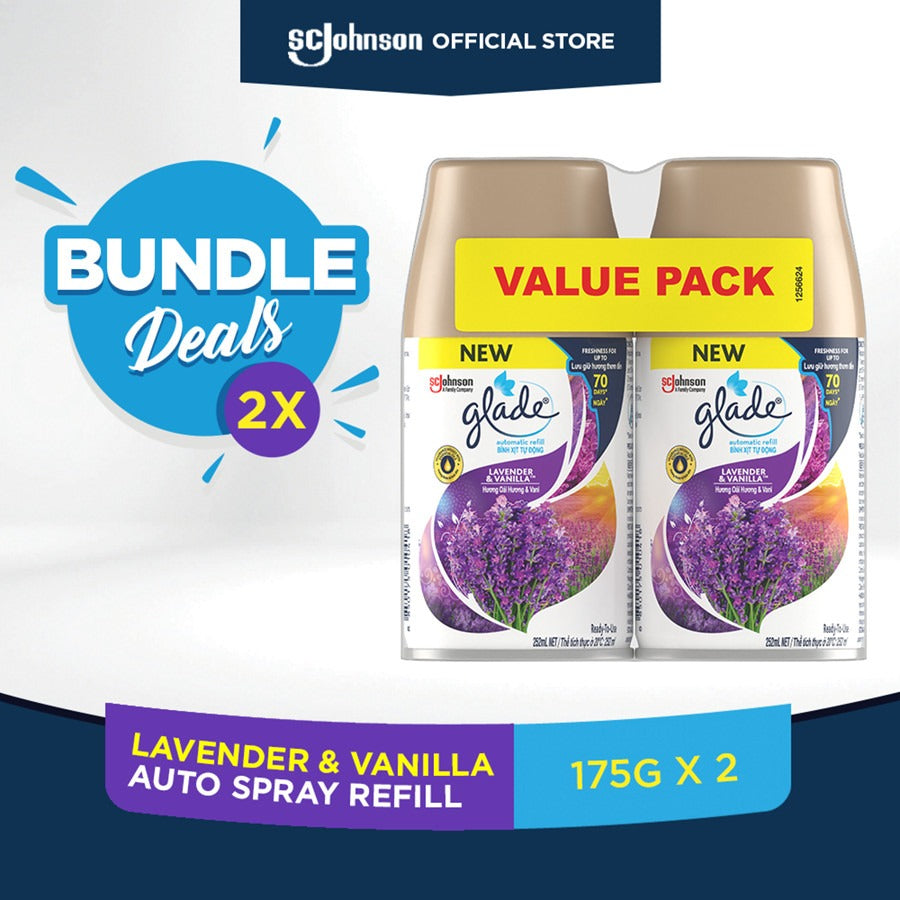 Glade Automatic Spray Refill 175g x 2 - Lavender & Vanilla Twin Fragrance(Value Pack)Bundle Deals
