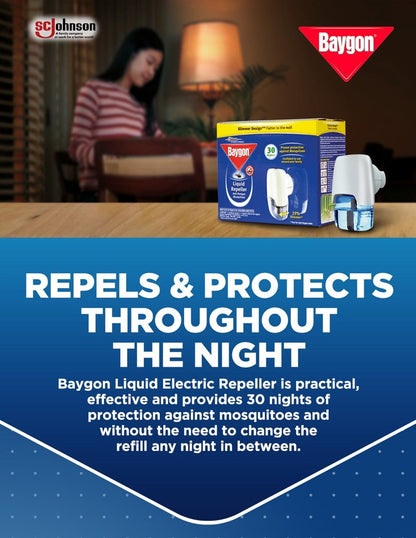 Baygon Liquid Vaporizer Refill 19.8g/30nights - (Pack of 3) Mosquito Repellent