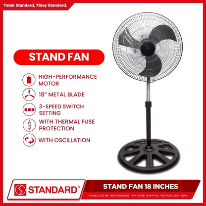 STANDARD STAND FAN 18" - Metal Fan Blade STO18E