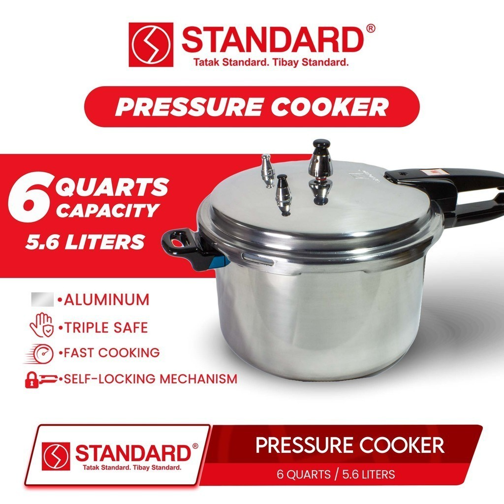 STANDARD PRESSURE COOKER 6 Quarts 5.6L HIGH QUALITY ALUMINUM -SPC6QC