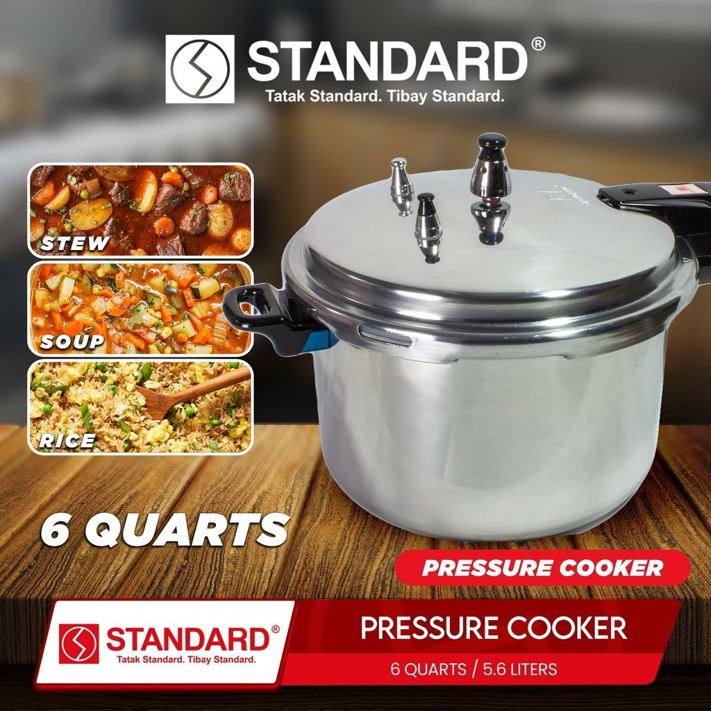 STANDARD PRESSURE COOKER 6 Quarts 5.6L HIGH QUALITY ALUMINUM -SPC6QC