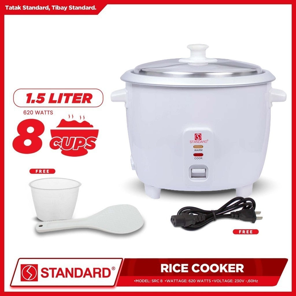 STANDARD RICE COOKER 1.5L (Plain White) For 6-8 person use