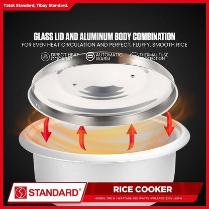 STANDARD RICE COOKER 1.5L (Plain White) For 6-8 person use