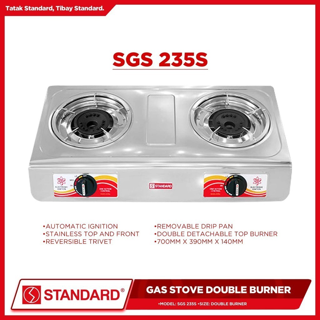 STANDARD GAS STOVE DOUBLE BURNER LPG - (BURNER ONLY)  700mm x 390mm x 140mm