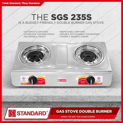 STANDARD GAS STOVE DOUBLE BURNER LPG - (BURNER ONLY)  700mm x 390mm x 140mm