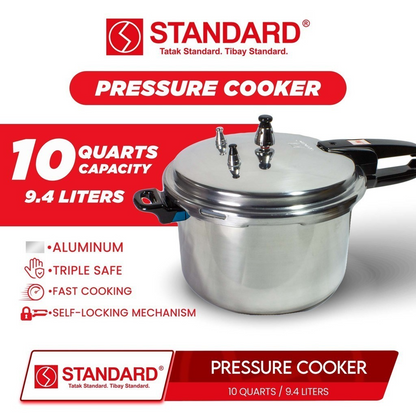 STANDARD PRESSURE COOKER 10 Quarts 9.4L HIGH QUALITY ALUMINUM- SPC10QC