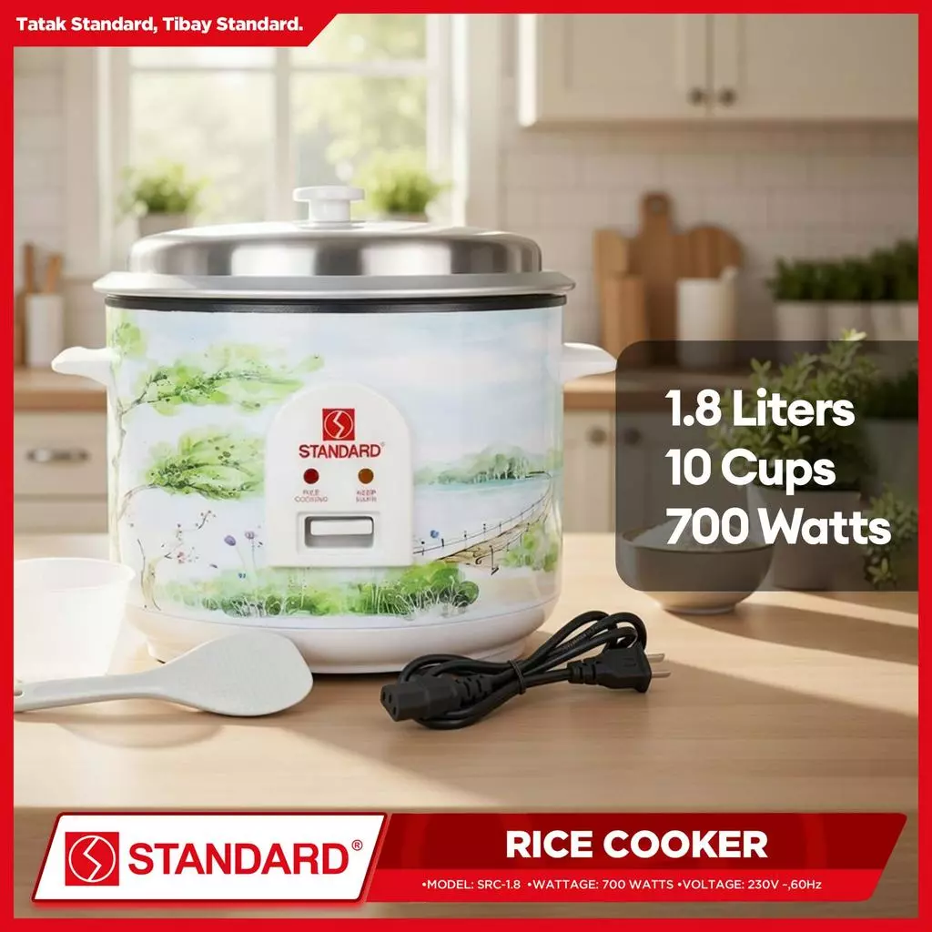 STANDARD RICE COOKER 700W - 1.8 Liters Capacity Up to 10 Cups 700Watts