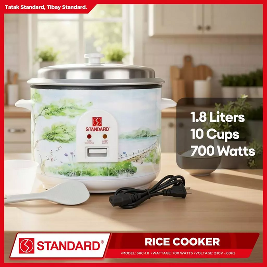 STANDARD RICE COOKER 700W - 1.8 Liters Capacity Up to 10 Cups 700Watts