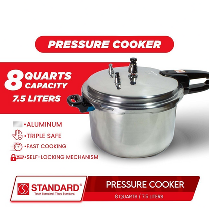 STANDARD PRESSURE COOKER 8 Quarts 7.5L HIGH QUALITY ALUMINUM - SPC8QC