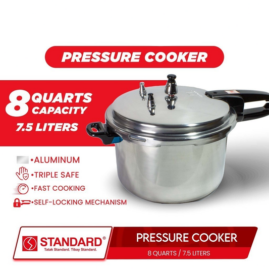 STANDARD PRESSURE COOKER 8 Quarts 7.5L HIGH QUALITY ALUMINUM - SPC8QC
