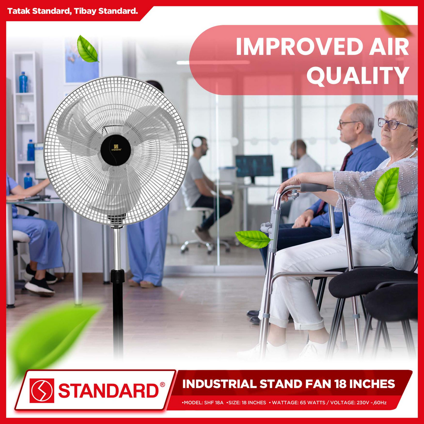 STANDARD INDUSTRIAL STAND FAN 18" 4 LEGS- Metal Blade SHF18A