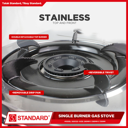 STANDARD SINGLE BURNER LPG Gas Stove - (BURNER ONLY) 290mm x 395mm x 130mm